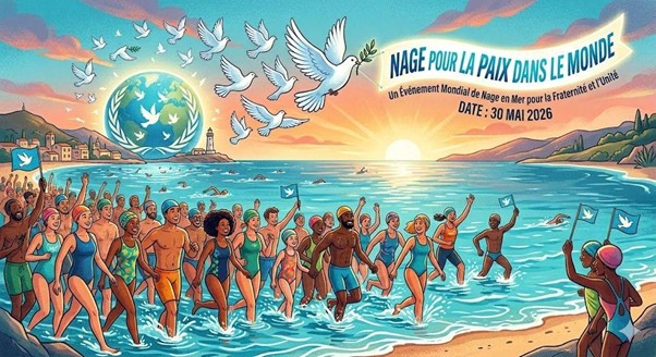 Affiche Nage pour la paix dans le monde